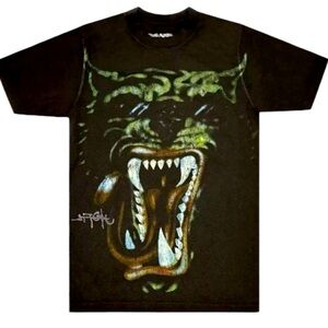 Travis Scott Green Hyena Black Graphic T-Shirt with Fierce Design New